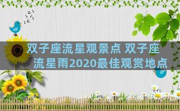 双子座流星观景点 双子座流星雨2020最佳观赏地点